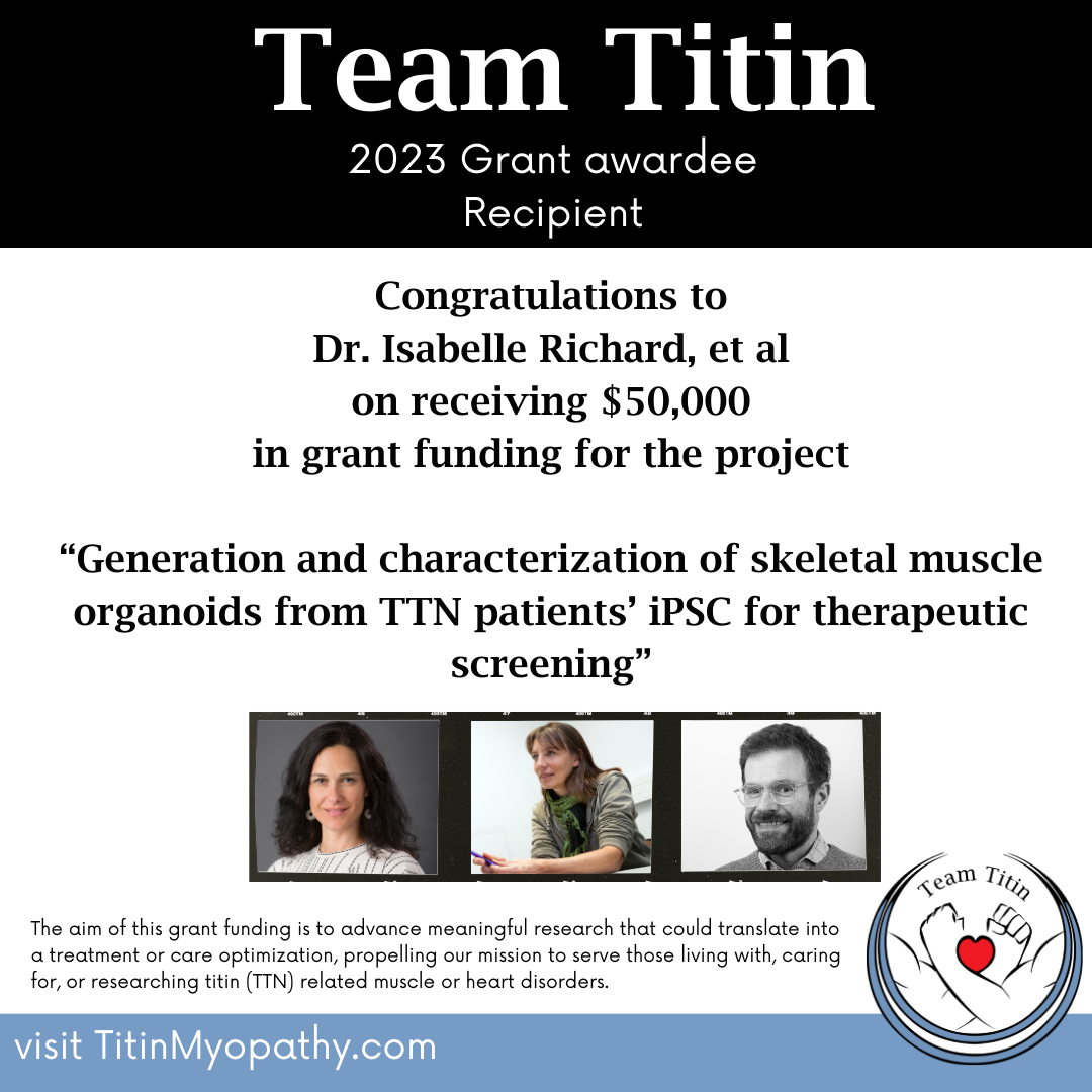 Team Titin grant awardee recipients photos and title of their project.